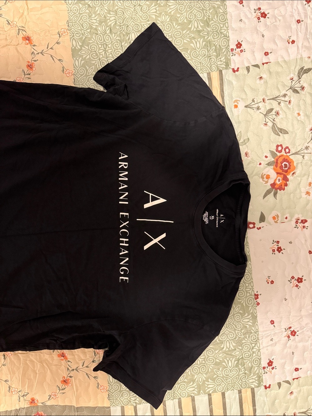 Armani Exchange Black Tee with White A|X Logo